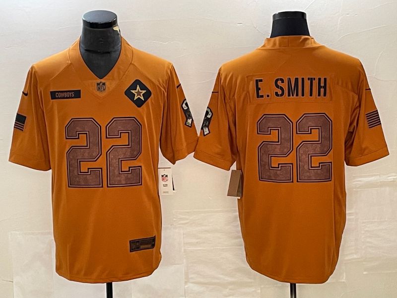 Men Dallas Cowboys #22 E.Smith brown Nike 2023 Salute To Service Limited NFL Jersey